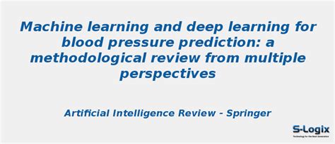 Machine and deep learning for blood pressure prediction | S-Logix