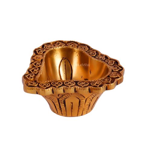 Brass engraved diya small size – Budhshiv.com