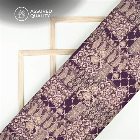Dark Purple Ethnic Digital Print Viscose Rayon Fabric (Width 58 Inches ...