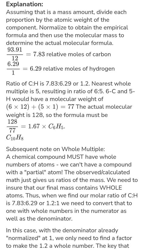 Naphthalene is a hydrocarbon that is used for moth balls. A sample was ...