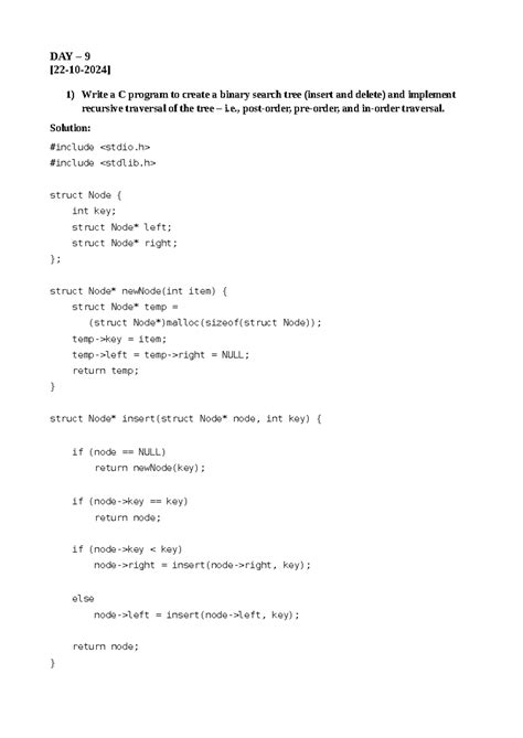 Day999 - This is notes - DAY – 9 [22-10-2024] 1) Write a C program to ...