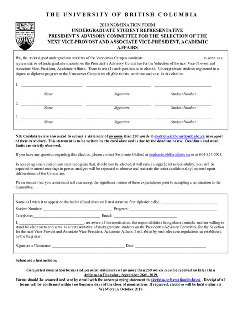 Fillable Online facultystaff students ubc THE UNIVERSITY OF BRITISH ...