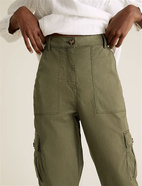 Buy Tencel™ Rich Cargo Cropped Trousers at Marks & Spencer