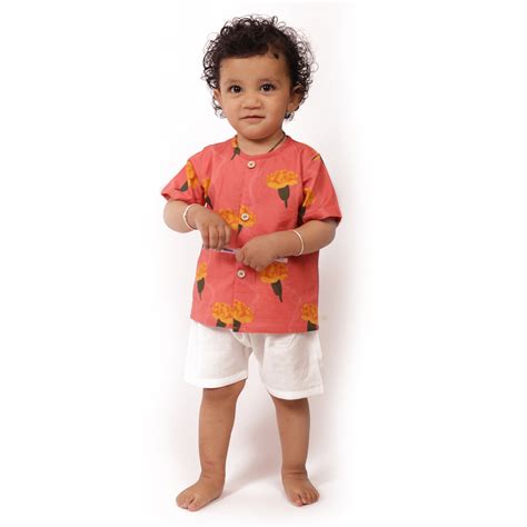 Marigold - Organic Cotton Pink Jhabla Set