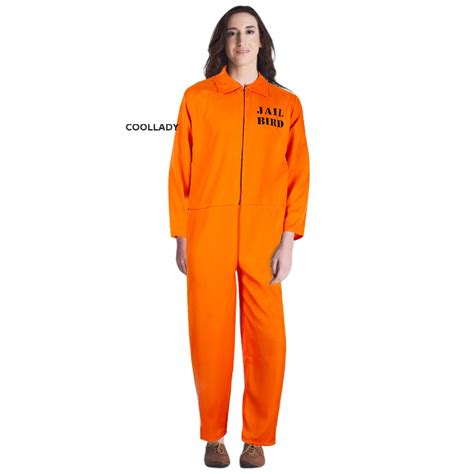[COOLLADY] Prisoner Jumpsuit | Orange Prison Inmate Halloween Costume ...