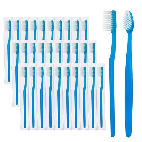 Fkyzixeh Blue Handle Toothbrushes Individually Wrapped Disposable ...