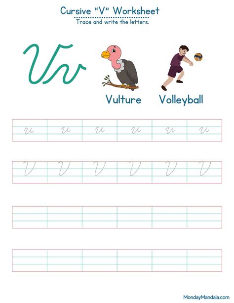 10 Cursive V Worksheets (Free Letter Writing Printables)