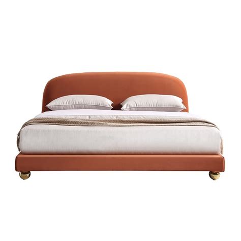 Glam Orange Bed in Rich Suede – Indian Nest