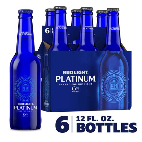 Bud Light Platinum Beer, 6 Pack Beer, 12 fl oz Glass Bottles, 6 % ABV ...