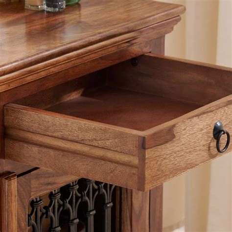 Buy Helios Kian Sheesham Wood Dresser Mirror with Drawer - Brown from ...