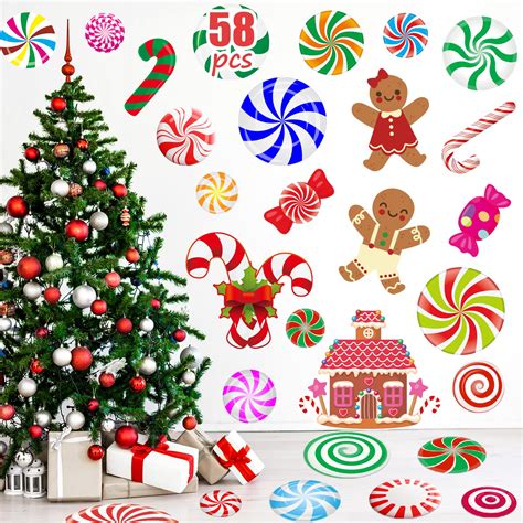 Joy Day 18 Pieces Peppermint Floor Decals Stickers for Christmas Candy ...