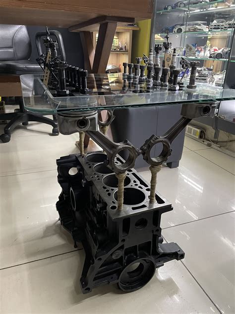 Engine Table With Chess Set // Engine Table / Gearhead / Man Cave ...