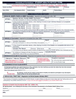2019 UConn Student Health History Form Fill Online, Printable, Fillable ...