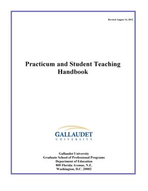 Fillable Online gallaudet Practicum and Student Teaching Handbook ...