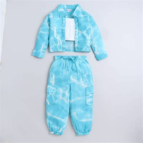 Taffykids Tie-dye printed full sleeves shirt and cargo pant with solid ...