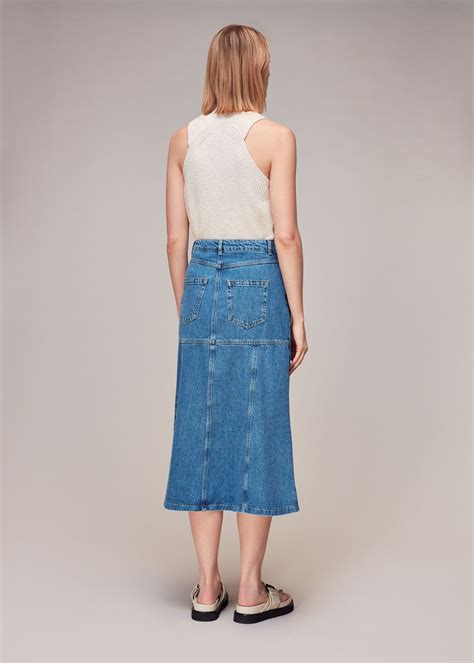 Denim Denim Midi Skirt | WHISTLES | Whistles US
