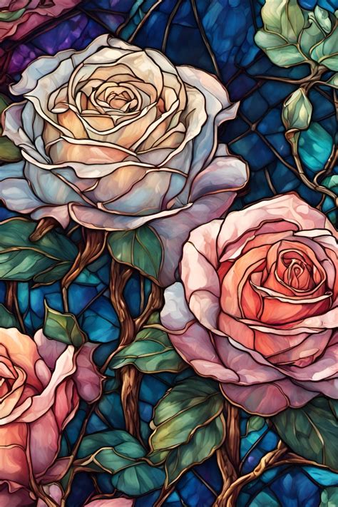 Stained Glass Roses | Faux Stained Glass Image