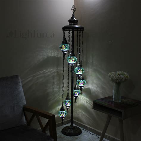 Turkish Mosaic Floor Lamps 7 Globes Authentic Lamps - Etsy