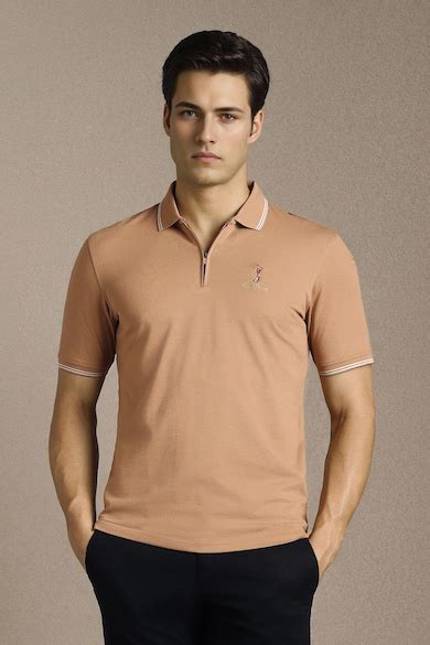 Louis Philippe Polo T-Shirts, Men Brown Solid Polo Neck T-shirt for T ...