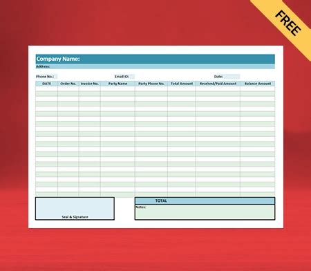 Sales Book Format Free Download
