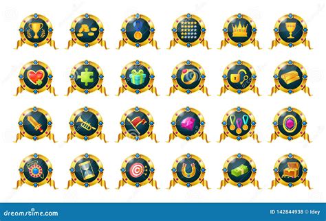 Set of Awards, Badges, Medals of Achievements for Games. Stock Vector ...