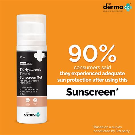 1% Hyaluronic Tinted Sunscreen Gel SPF 60 50g | The Derma Co