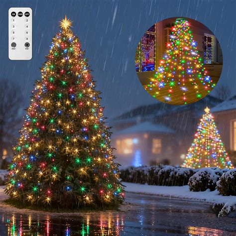 Christmas Tree Waterfall Lights with Ring, LED Cascading Twinkle Lights ...