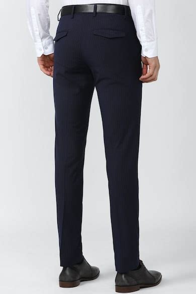 Buy Men Navy Check Slim Fit Formal Trousers Online - 782912 | Peter England