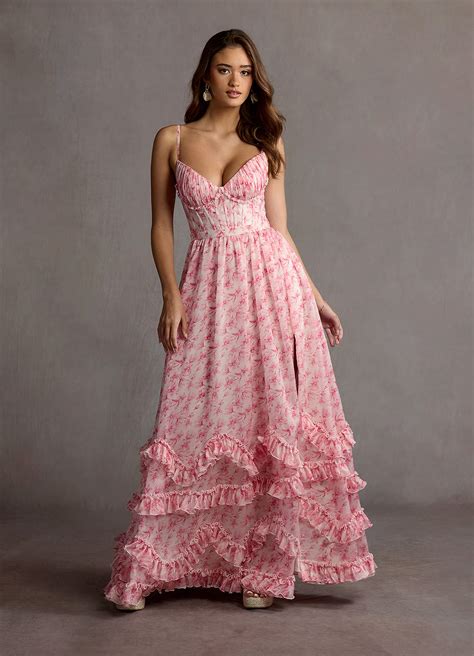 Alora Pink Floral Maxi Dress | Azazie