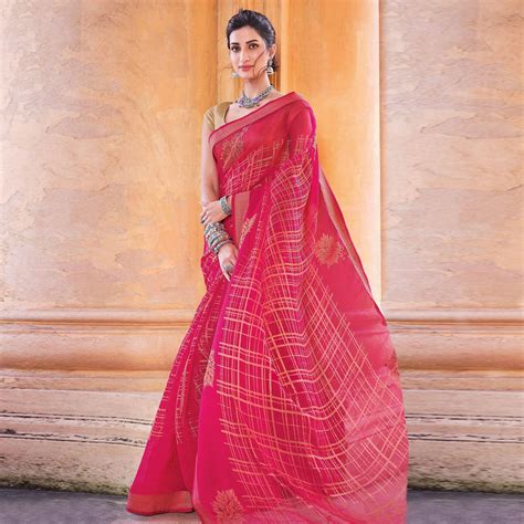 Pink Festive Wear Woven Brasso Saree