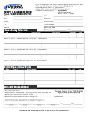 Fillable Online Return exchange form - Rugged Radios Fax Email Print ...