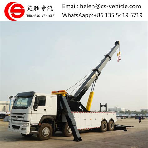 China HOWO 8*4 360 Degree 50ton Rotator Wrecker Truck 2*25ton Heavy ...