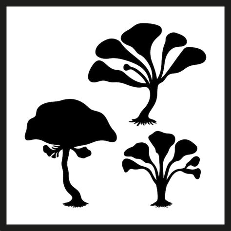 Mushroom set lobster black silhouette | Premium Vector