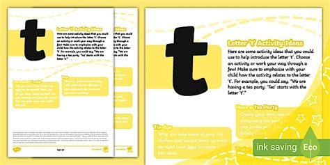 Letter 't' Activity Ideas