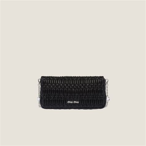 Black Miu Miu Iconic Crystal Cloqué Nappa Leather Bag | Miu Miu
