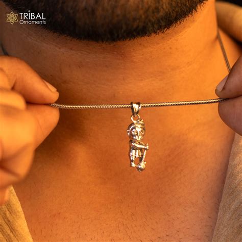 Pure 925 sterling silver handmade Hindu god Lord Bal Hanuman pendant ...