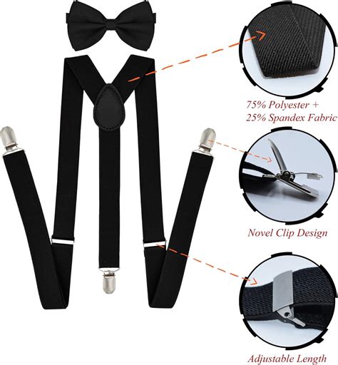 Buy trilece Bow Tie and Suspenders for Men - Adjustable Elastic 1 inch ...