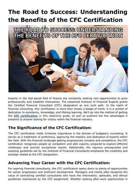 PPT - The Road to Success: Understanding the Benefits of the CFC Certification PowerPoint ...
