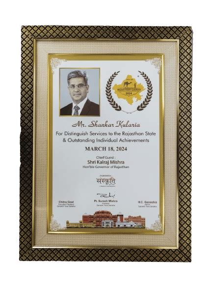 Rajasthan Gourav Award - Shankar Kularia - 2024