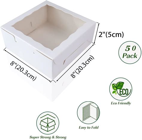 Buy RomanticBaking 50pcs 8x8x2 Inches Bakery Boxes with Window Cookies ...