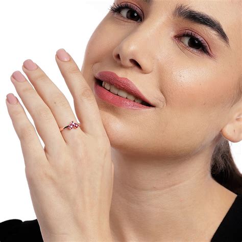 Ruby Heart Rose-Gold Plated 925 Sterling Silver Ring for Women ...