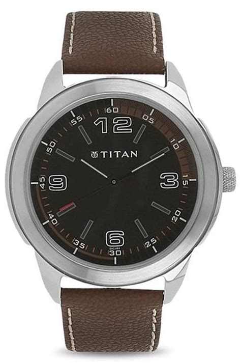 Titan Black Dial Brown Leather Strap Watch For Men Nn1585Sl03