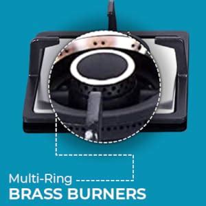 Elica Hob 4 Burner Auto Ignition Glass Top - 2 Double Ring Brass Burner ...