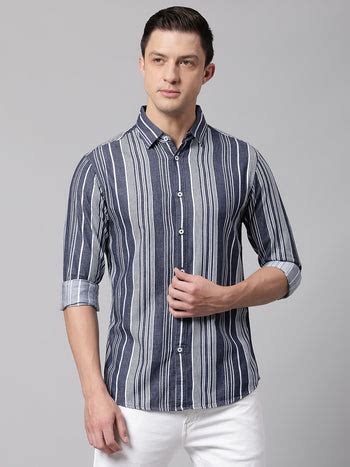 Men's Blue Slim Fit Striped Casual Shirt – DENNIS LINGO