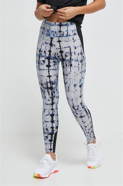 Reebok legginsy treningowe Lux Collection kolor niebieski wzorzyste ...