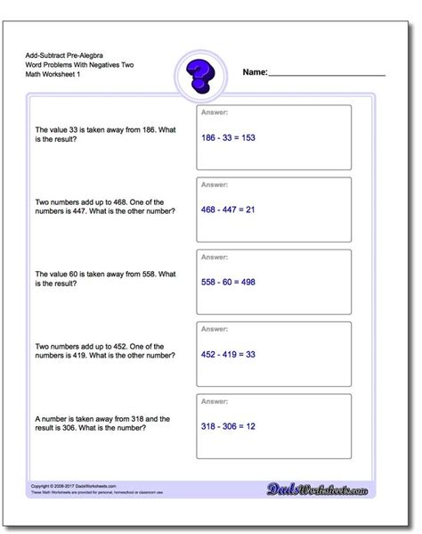 Image result for Examples of Pre-Algebra Problems