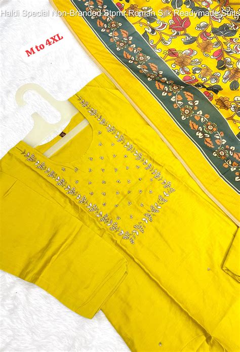 Haldi Special Non-Branded Stpmr Roman Silk Readymade Suits – Heriska
