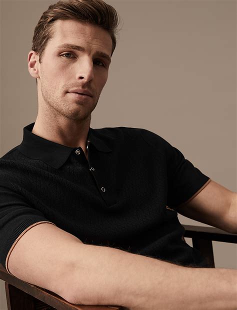 Buy Cotton Rich Textured Knitted Polo Shirt at Marks & Spencer