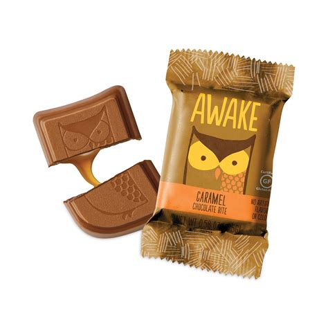 Awake Caffeinated Caramel Chocolate Bites, 0.58 oz Bars, 50 Bars/Carton ...