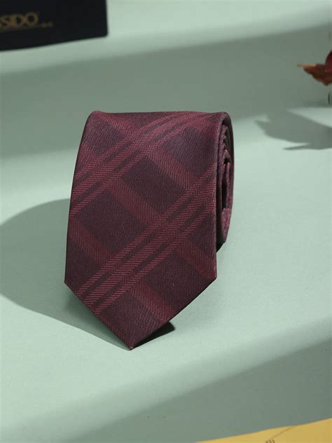 Maroon Check Micro Fiber Necktie
